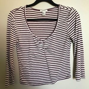 FOREVER 21 BURGUNDY BODY CON STRIPED CROP TOP